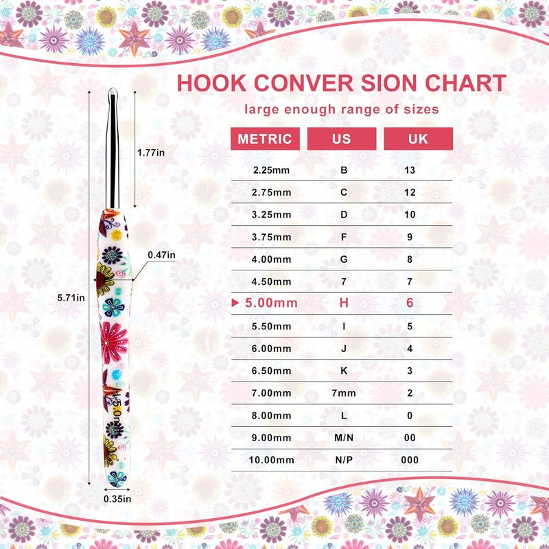 LOOEN 5mm Crochet Hook, Ergonomic Handle for Arthritic Hands, Soft Rubber Grip Extra Long Knitting Needles for Beginners and Knitting Crocheting Yarn (5mm) - Image 2
